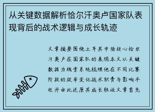 从关键数据解析恰尔汗奥卢国家队表现背后的战术逻辑与成长轨迹